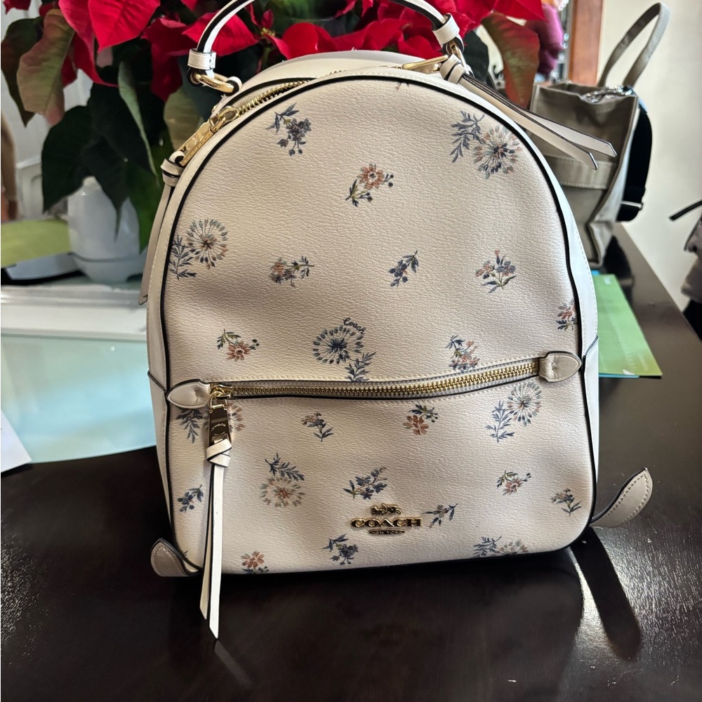 Coach Cream Mini Backpack with Leather Finish